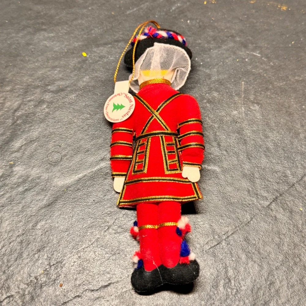 VTG St. Nicholas British Royal Guard Ornament Red Velvet‎ Gold Christmas Decor